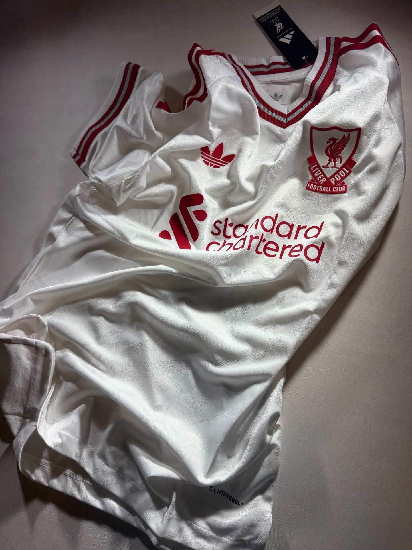 Adidas Liverpool FC Away Jersey Size L White Standard Chartered 15