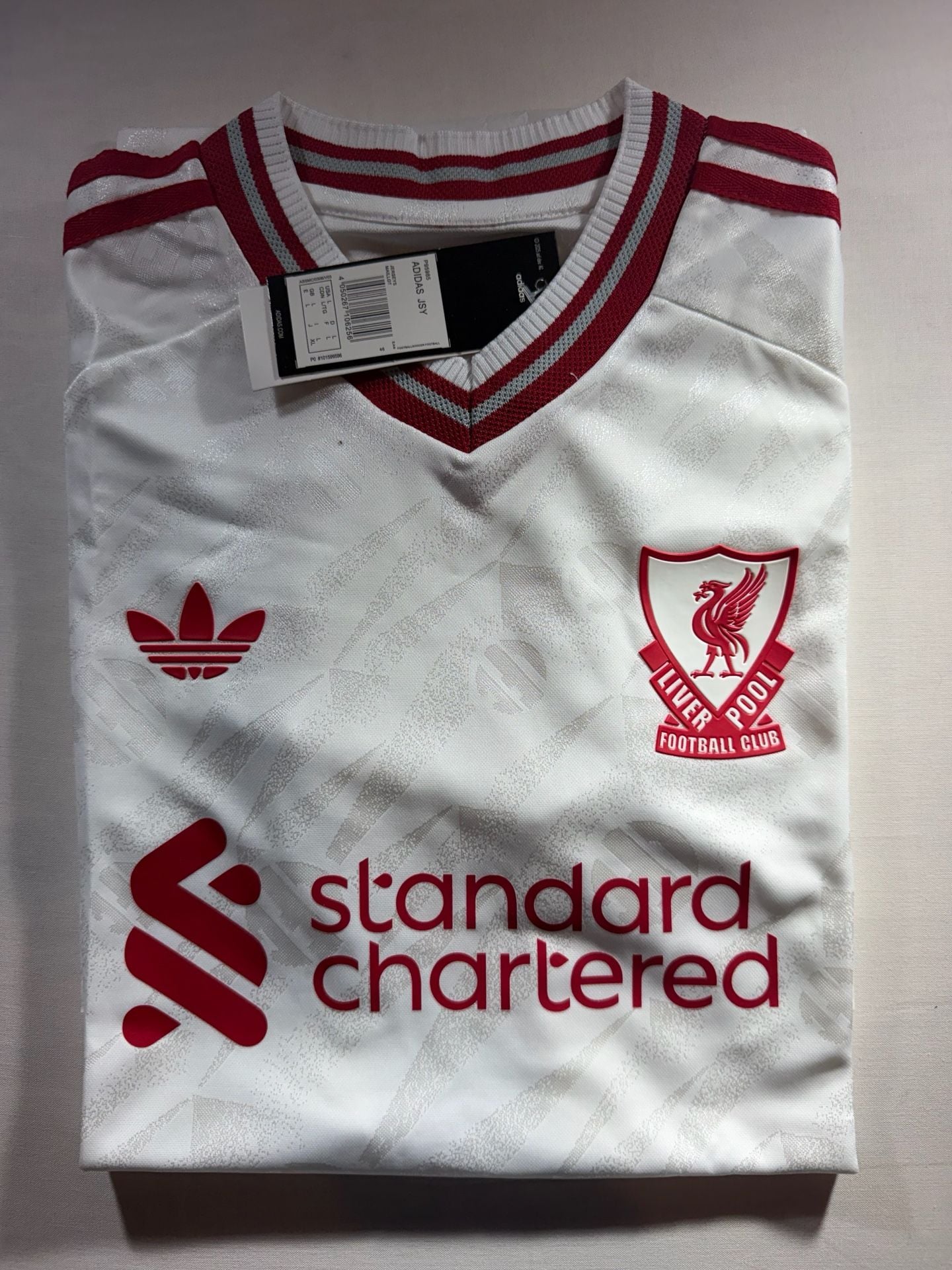 Adidas Liverpool FC Away Jersey Size L White Standard Chartered 19
