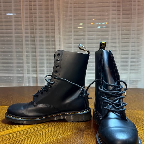 Dr. Martens 1490 Smooth Leather Mid Calf Boots Black Size 12 US M