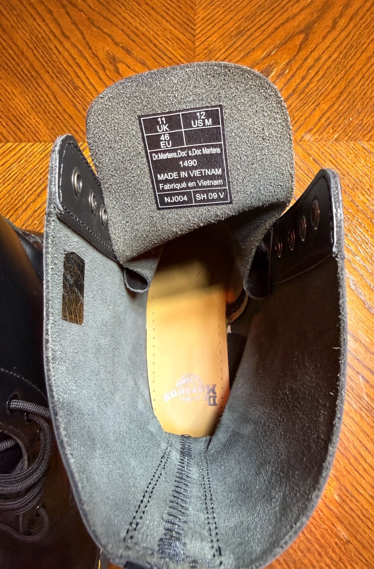 Dr. Martens 1490 Smooth Leather Mid Calf Boots Black Size 12 US M 6
