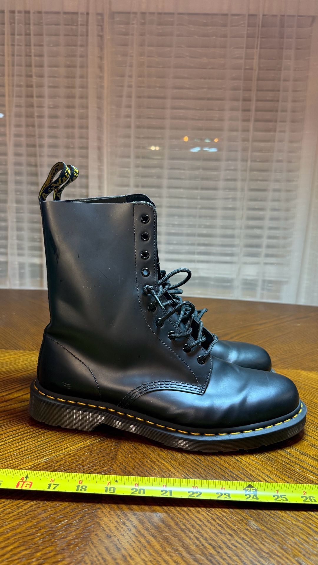 Dr. Martens 1490 Smooth Leather Mid Calf Boots Black Size 12 US M 12