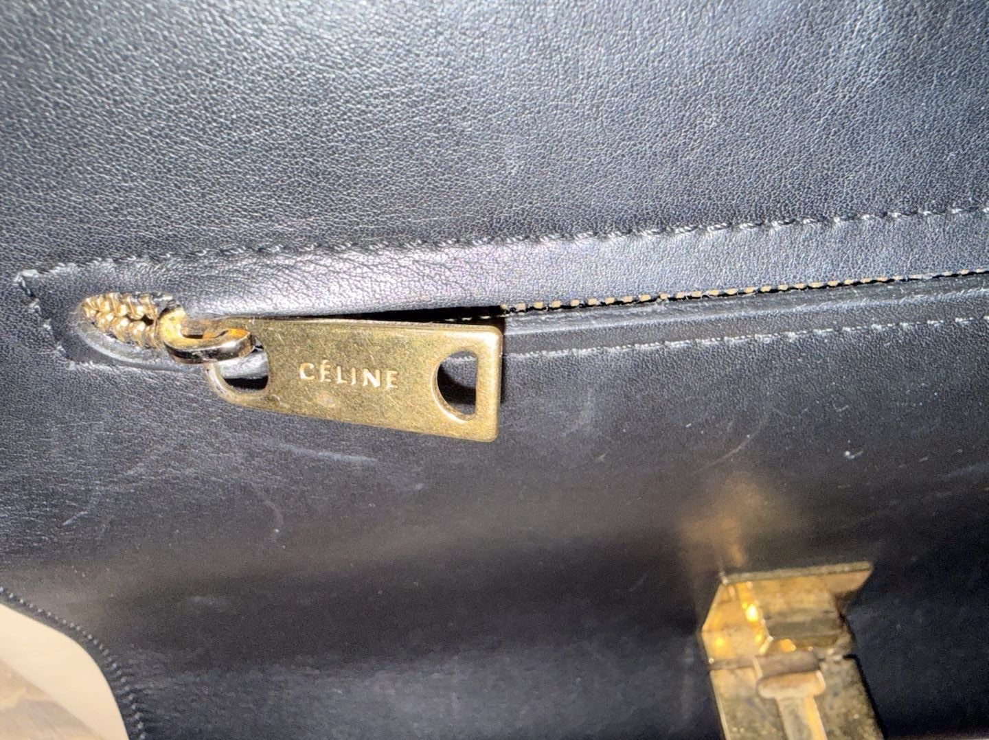 FLAWED - Celine Medium Tricolor Trapeze Bag Blue Black Beige Suede Leather 10