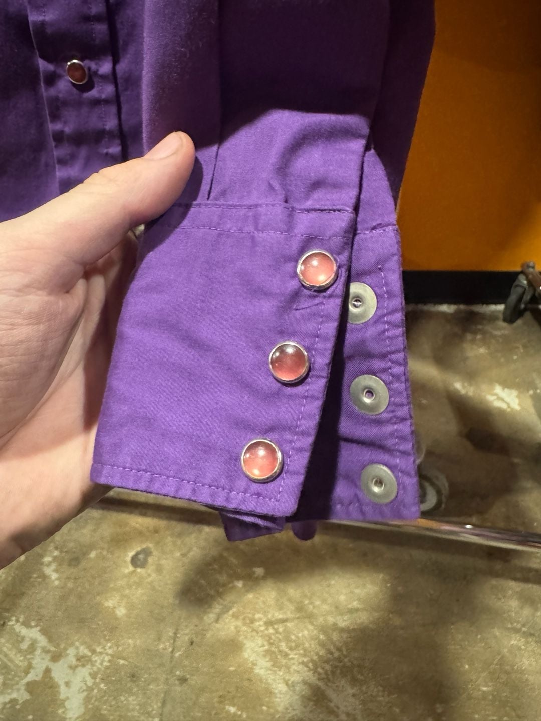 Vintage 70s 80s H Bar C Western Pearl Snap Shirt Size M/L Purple FLAWS 6