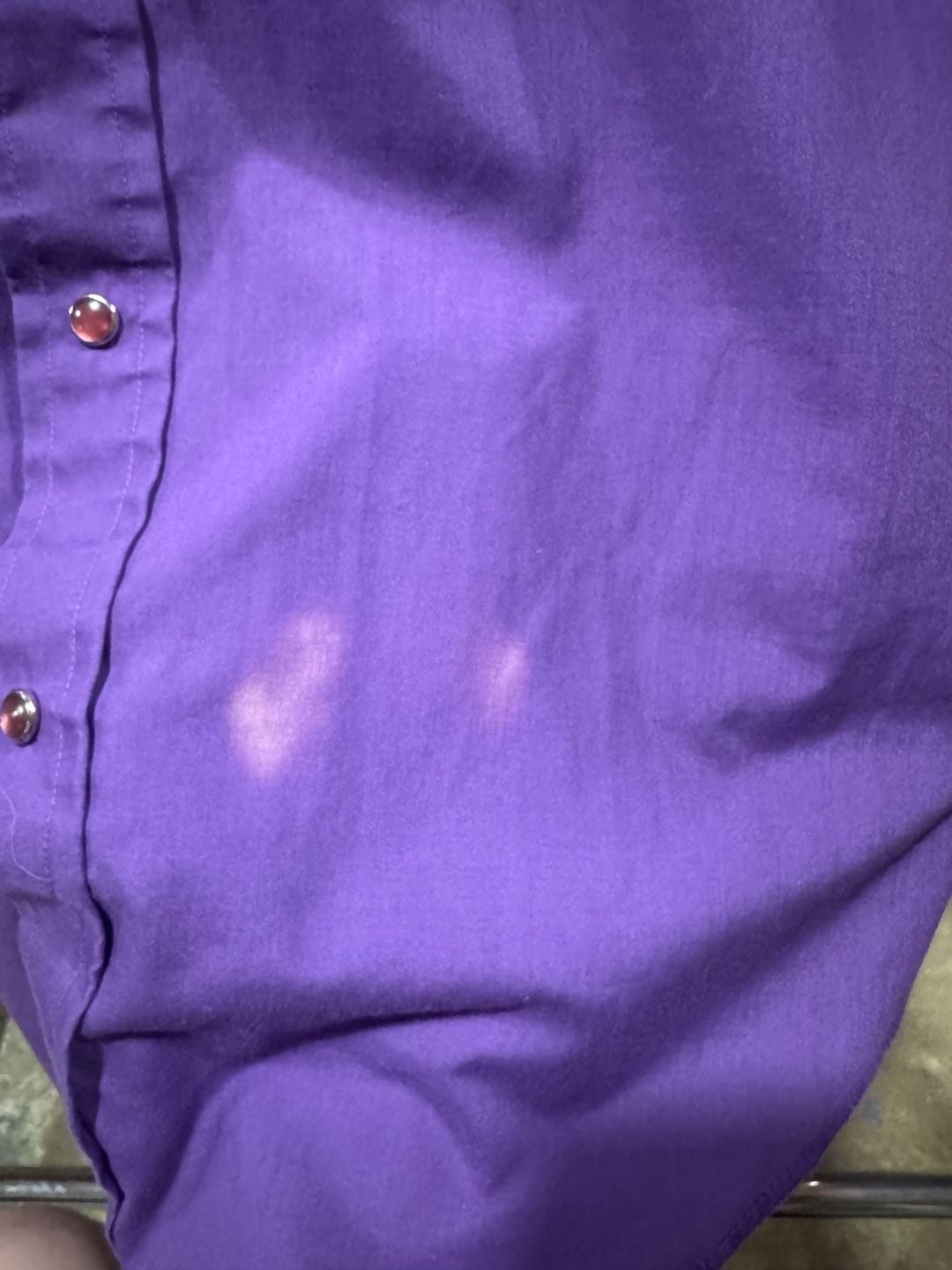 Vintage 70s 80s H Bar C Western Pearl Snap Shirt Size M/L Purple FLAWS 7