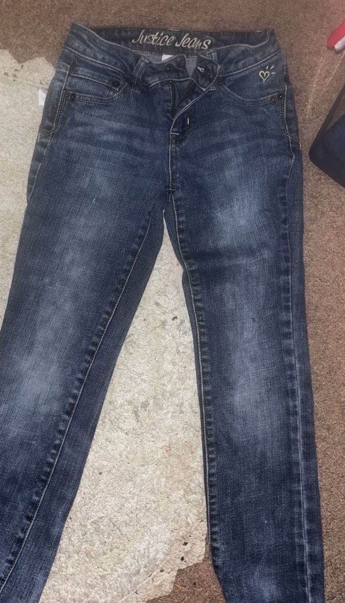 size 8 youth Justice Jeans Skinny Jeans Blue Denim 2