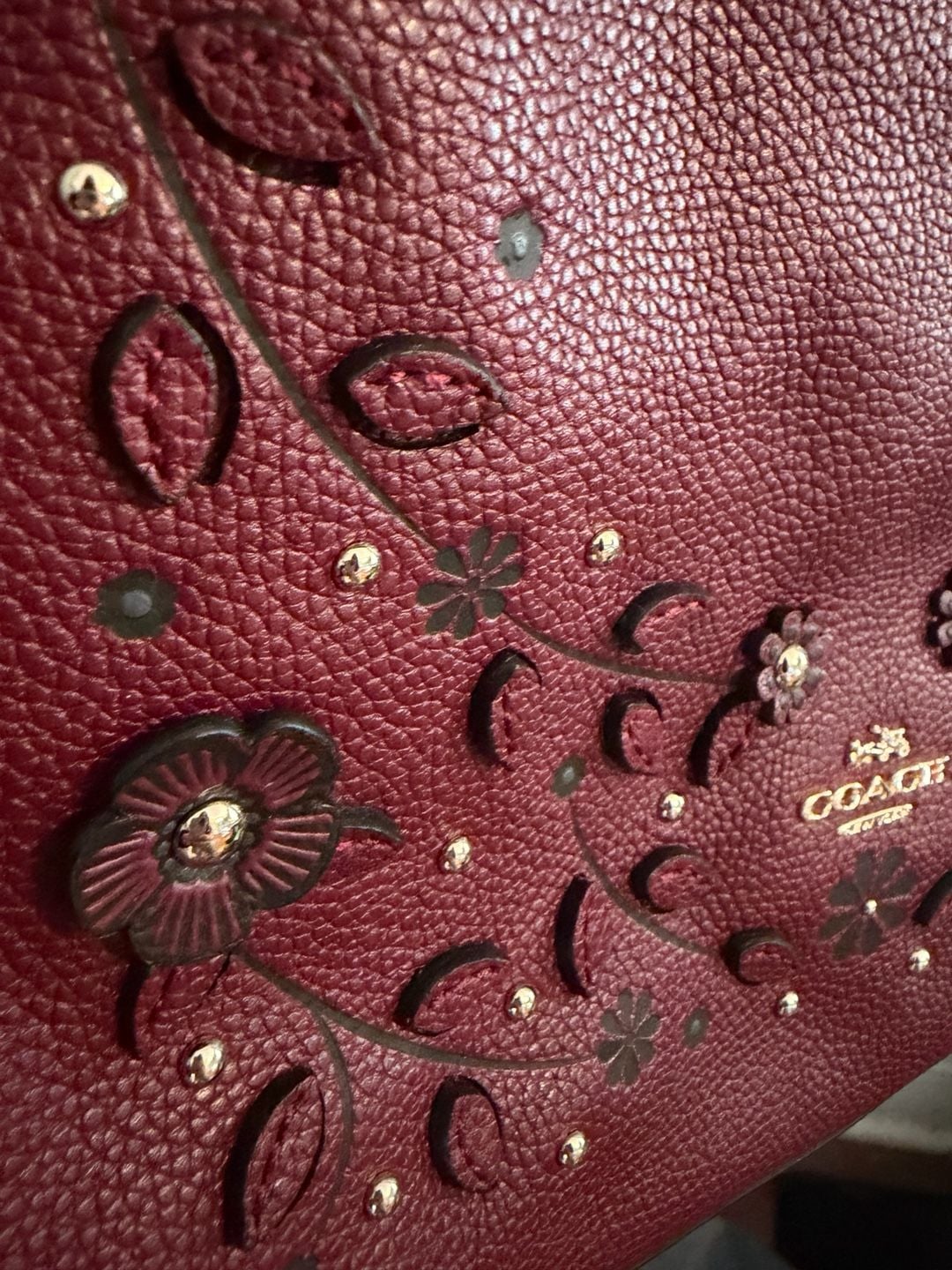 Coach Willow Floral Edie 31 Shoulder Bag Burgundy 5