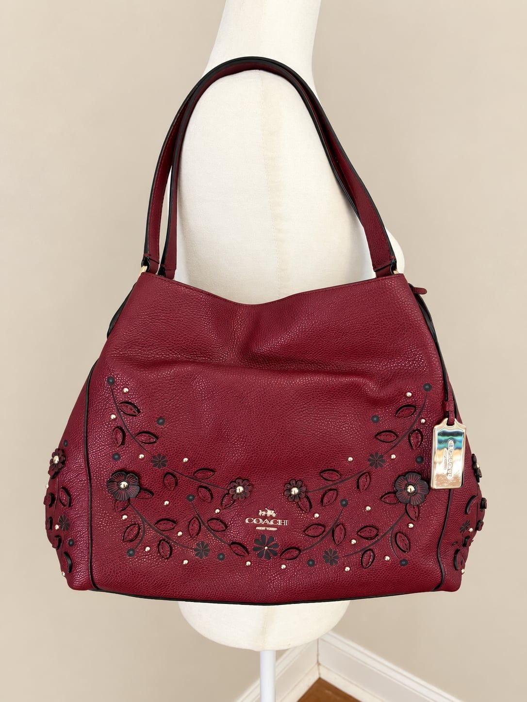 Coach Willow Floral Edie 31 Shoulder Bag Burgundy 2