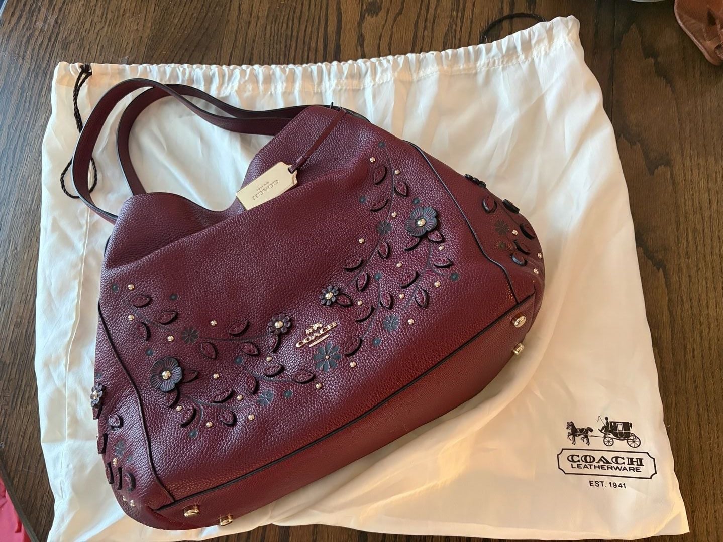 Coach Willow Floral Edie 31 Shoulder Bag Burgundy 10