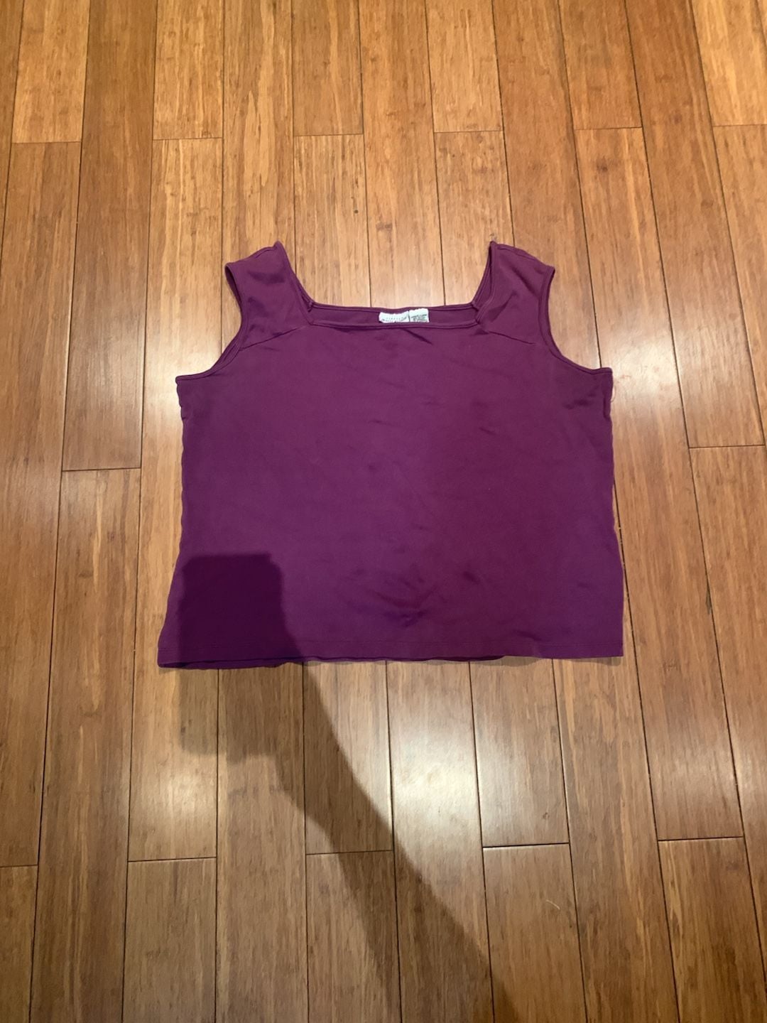 White Stag Tank Top Size XL Purple Square Neck Stretch Cotton 2
