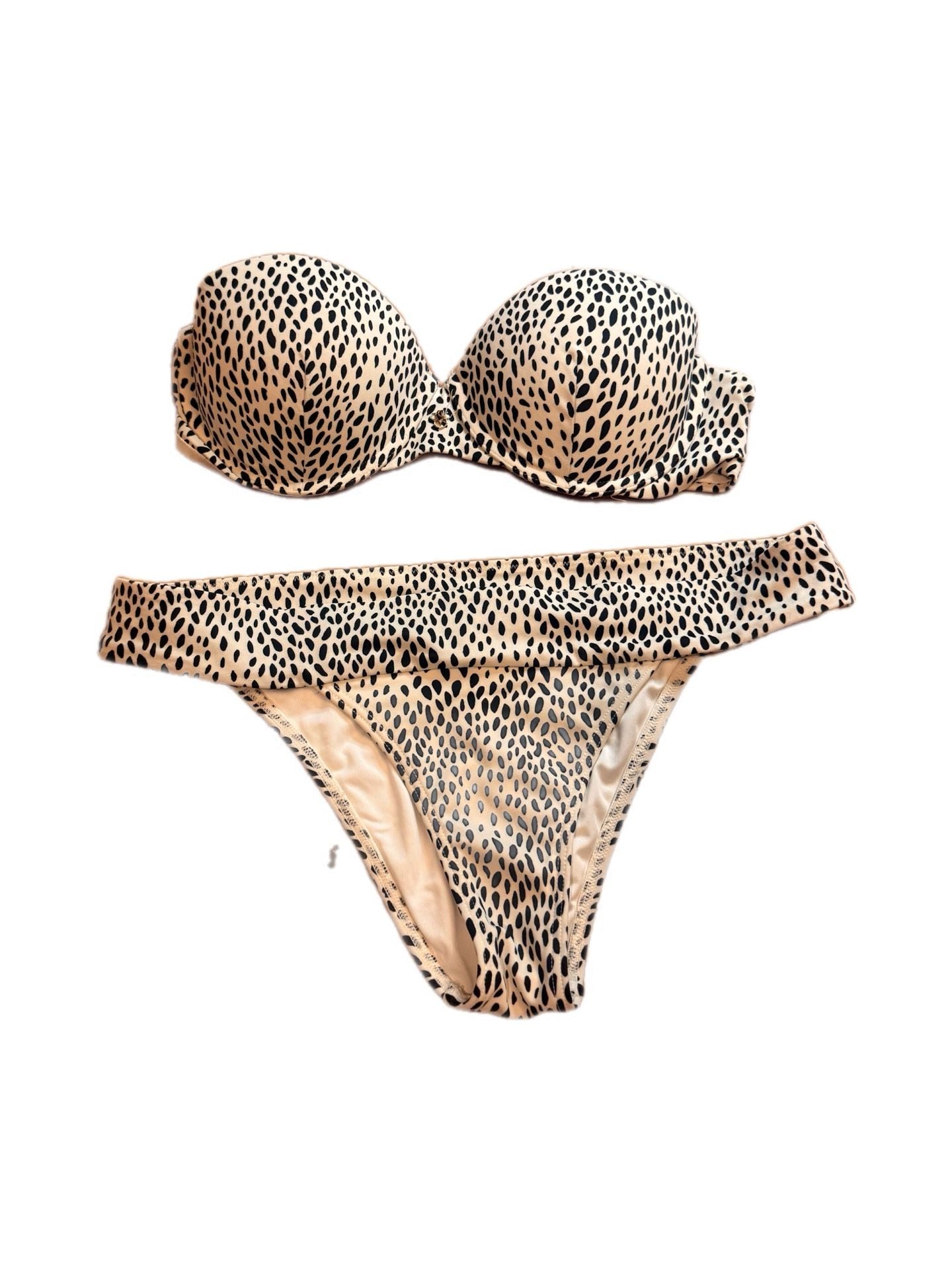 Victoria's Secret Bikini Set Size M Dalmatian Animal Print Bandeau 13