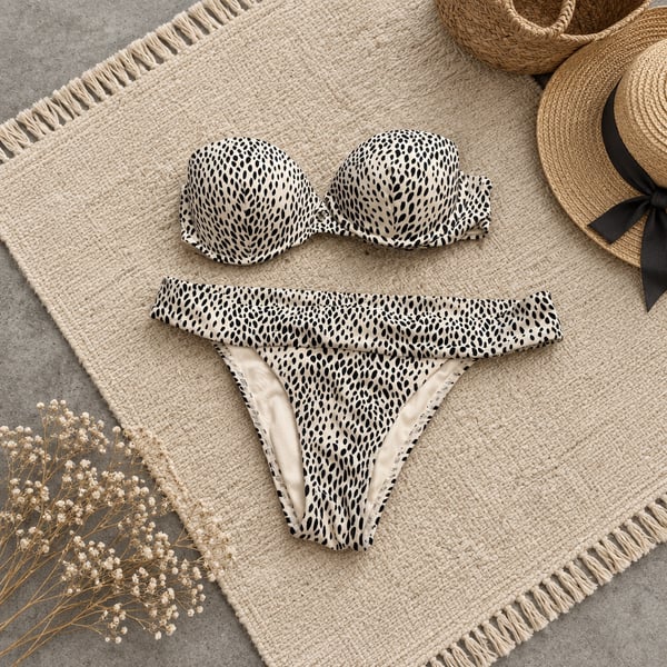 Victoria's Secret Bikini Set Size M Dalmatian Animal Print Bandeau