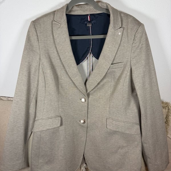 Tommy Hilfiger Blazer Size 16 Beige Herringbone