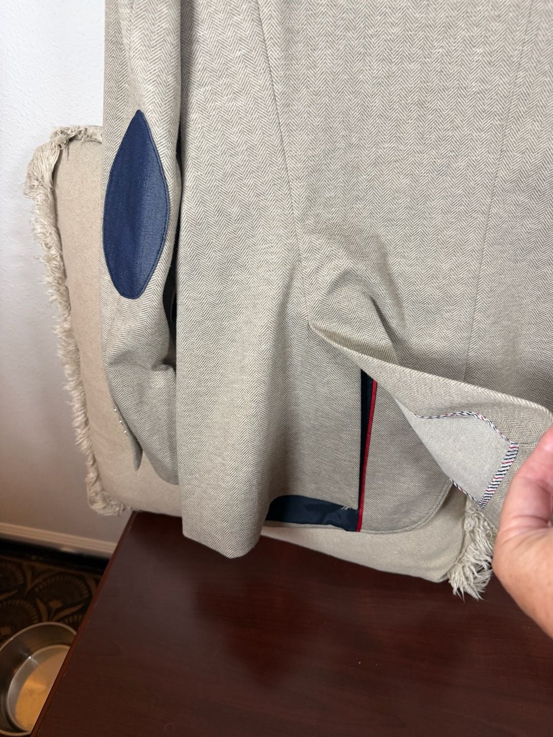 Tommy Hilfiger Blazer Size 16 Beige Herringbone 9