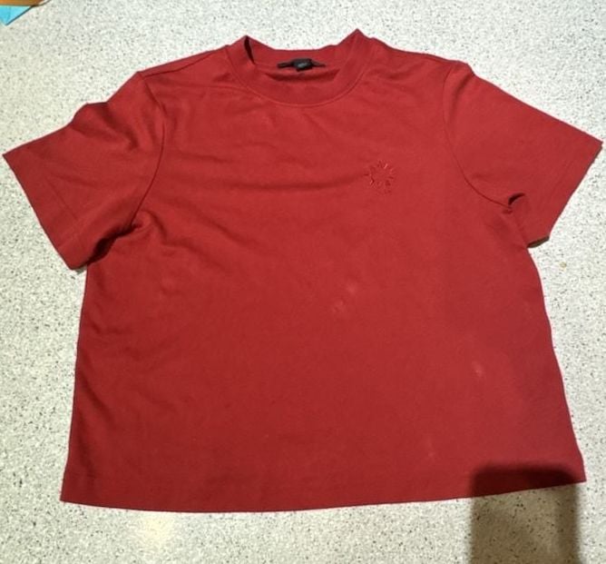 AllSaints T-Shirt Size X-Small Red Logo Embroidered Crewneck 2