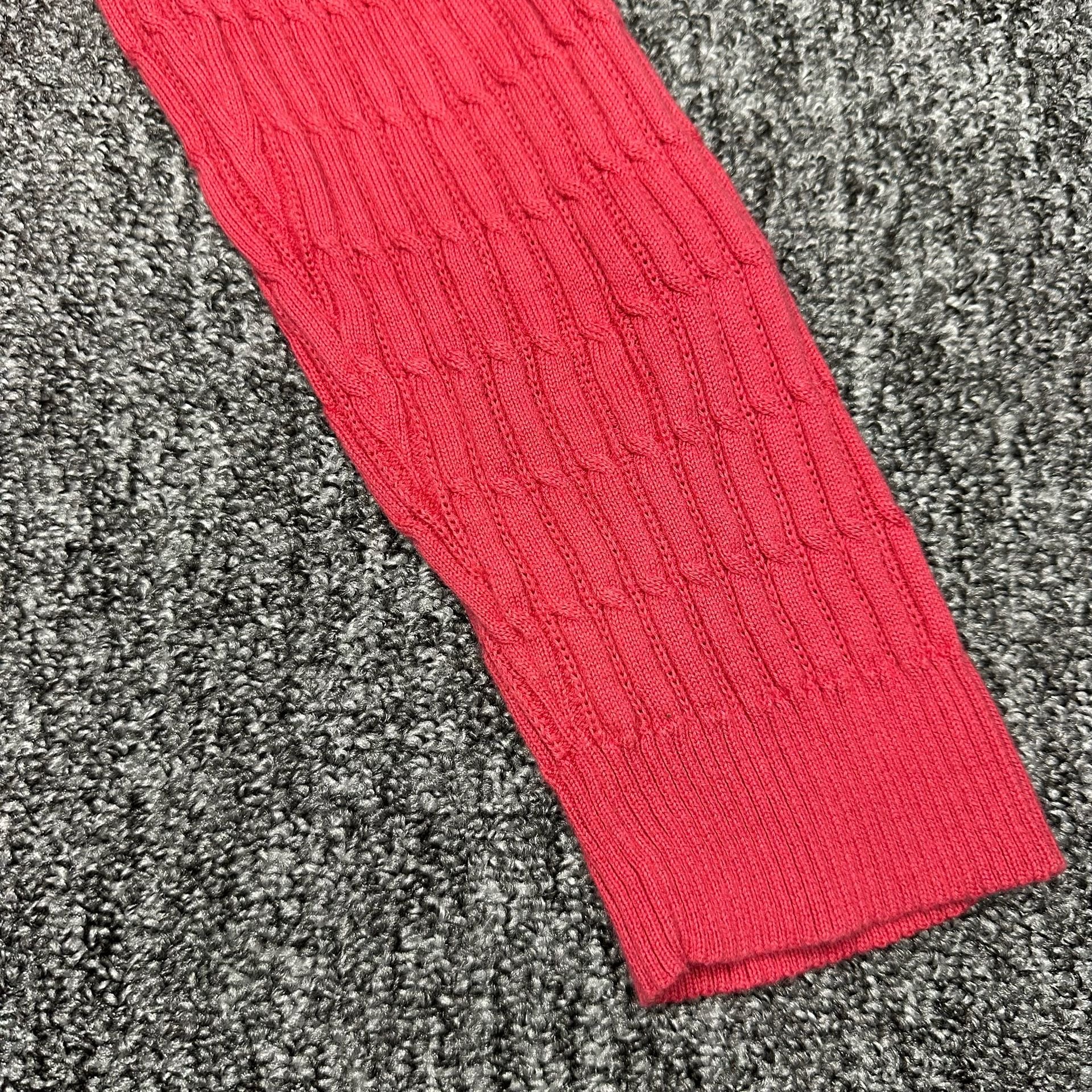 Karen Scott Cable Knit Henley Sweater Size M Red Cotton 8