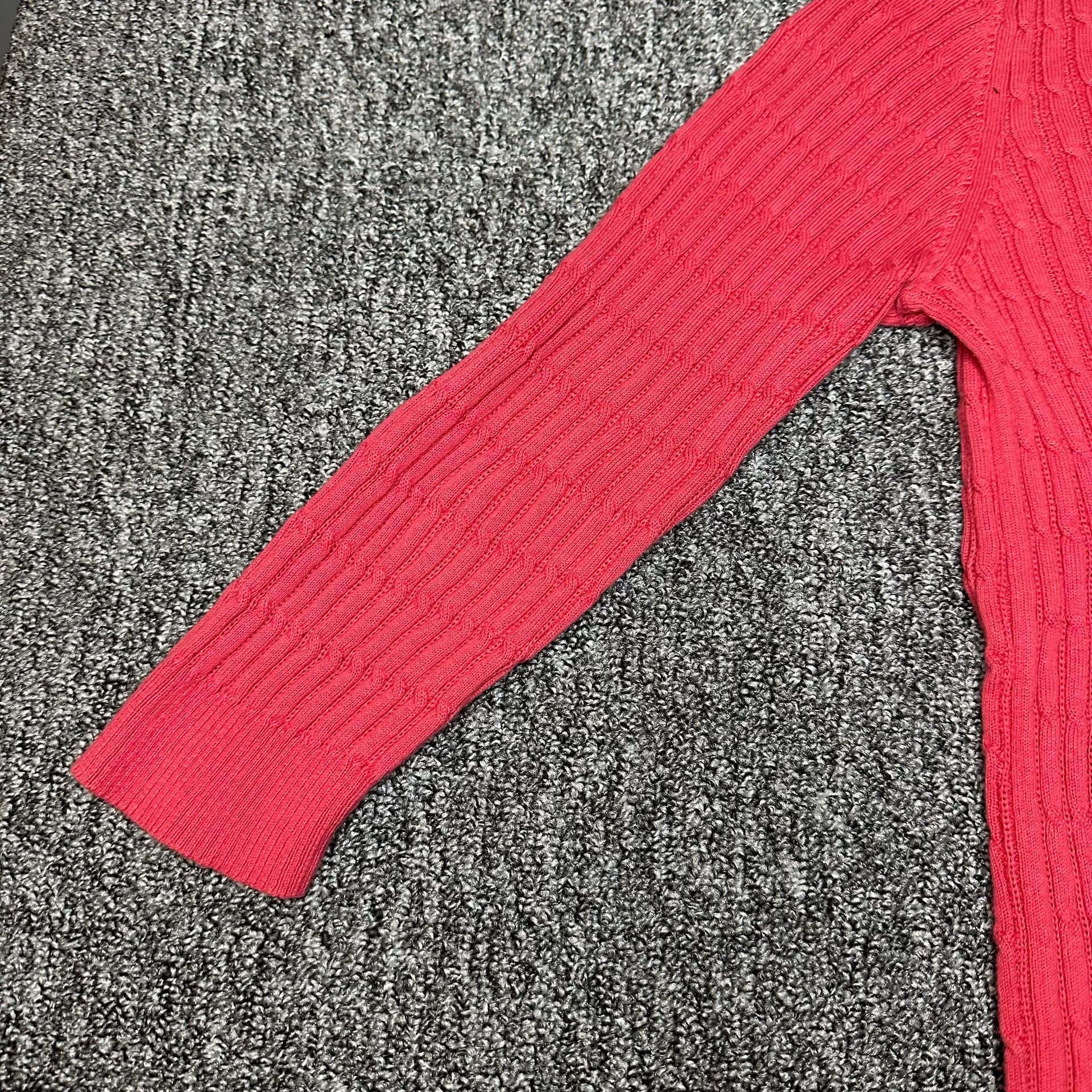 Karen Scott Cable Knit Henley Sweater Size M Red Cotton 12