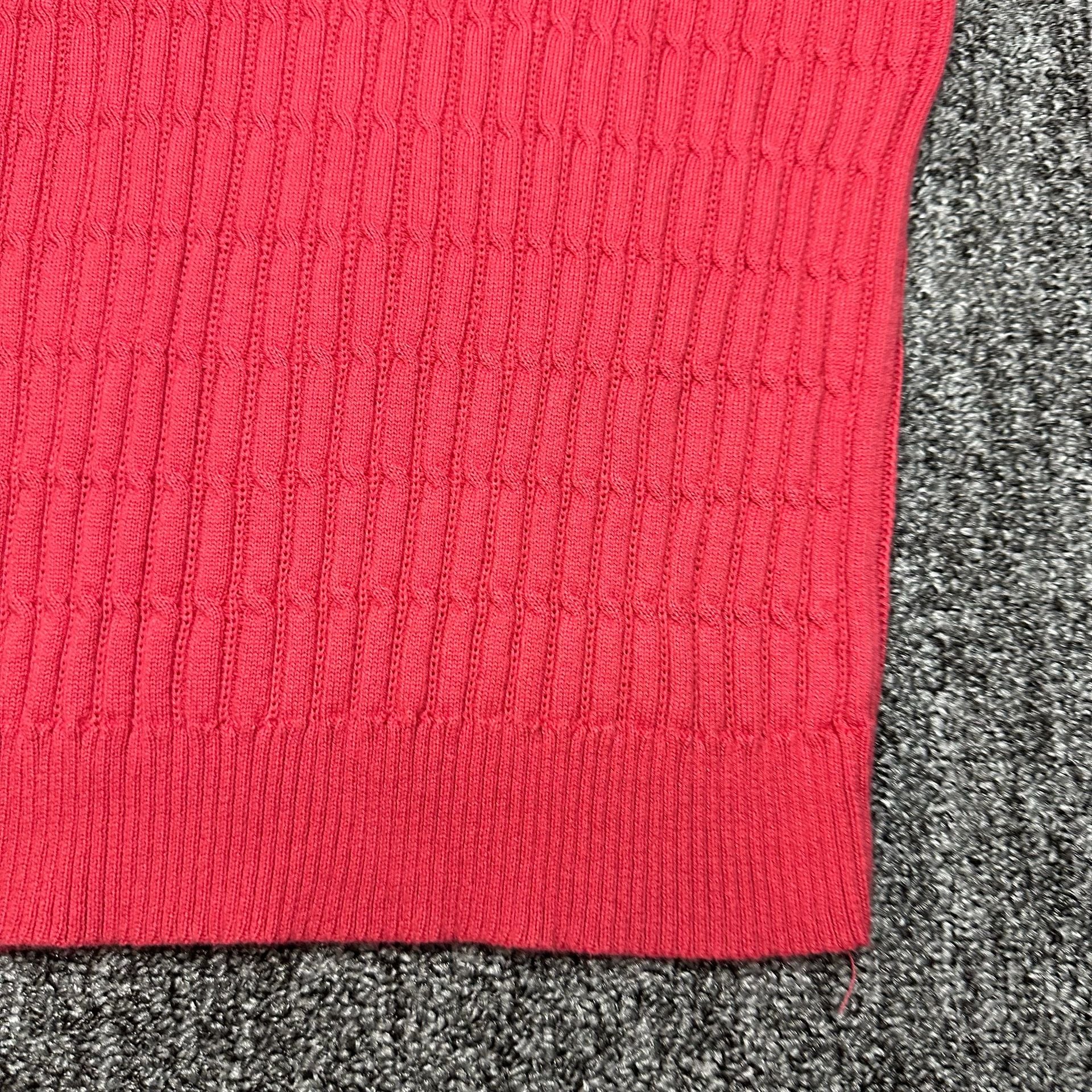 Karen Scott Cable Knit Henley Sweater Size M Red Cotton 14