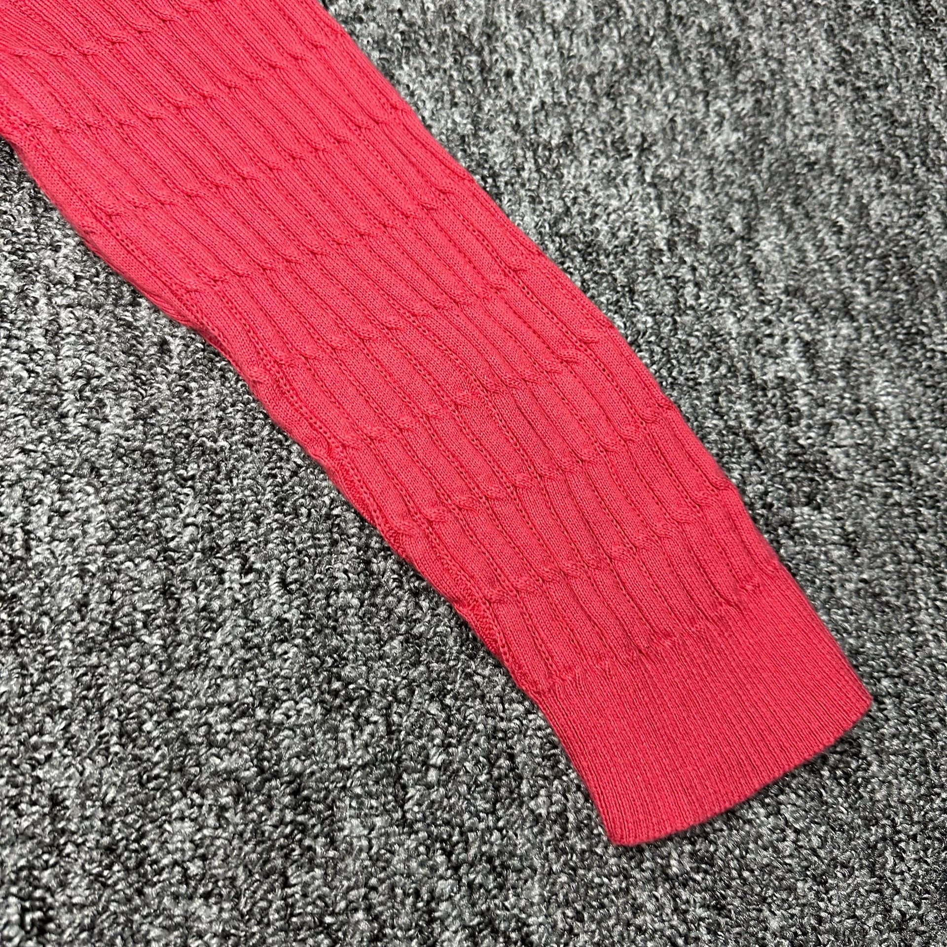 Karen Scott Cable Knit Henley Sweater Size M Red Cotton 16