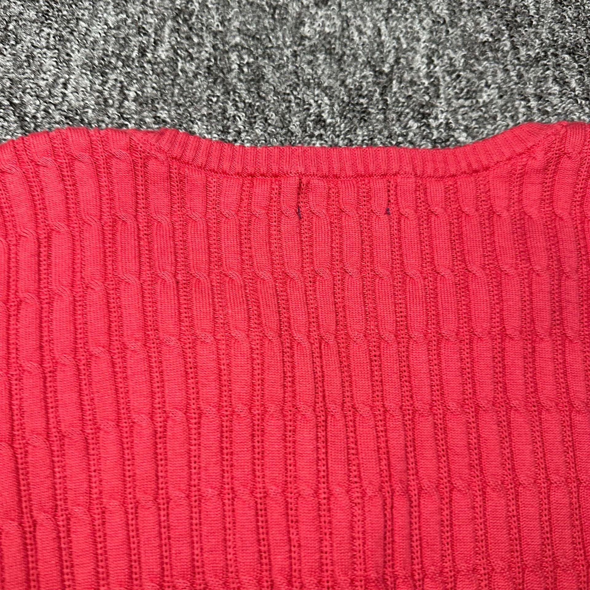 Karen Scott Cable Knit Henley Sweater Size M Red Cotton 17