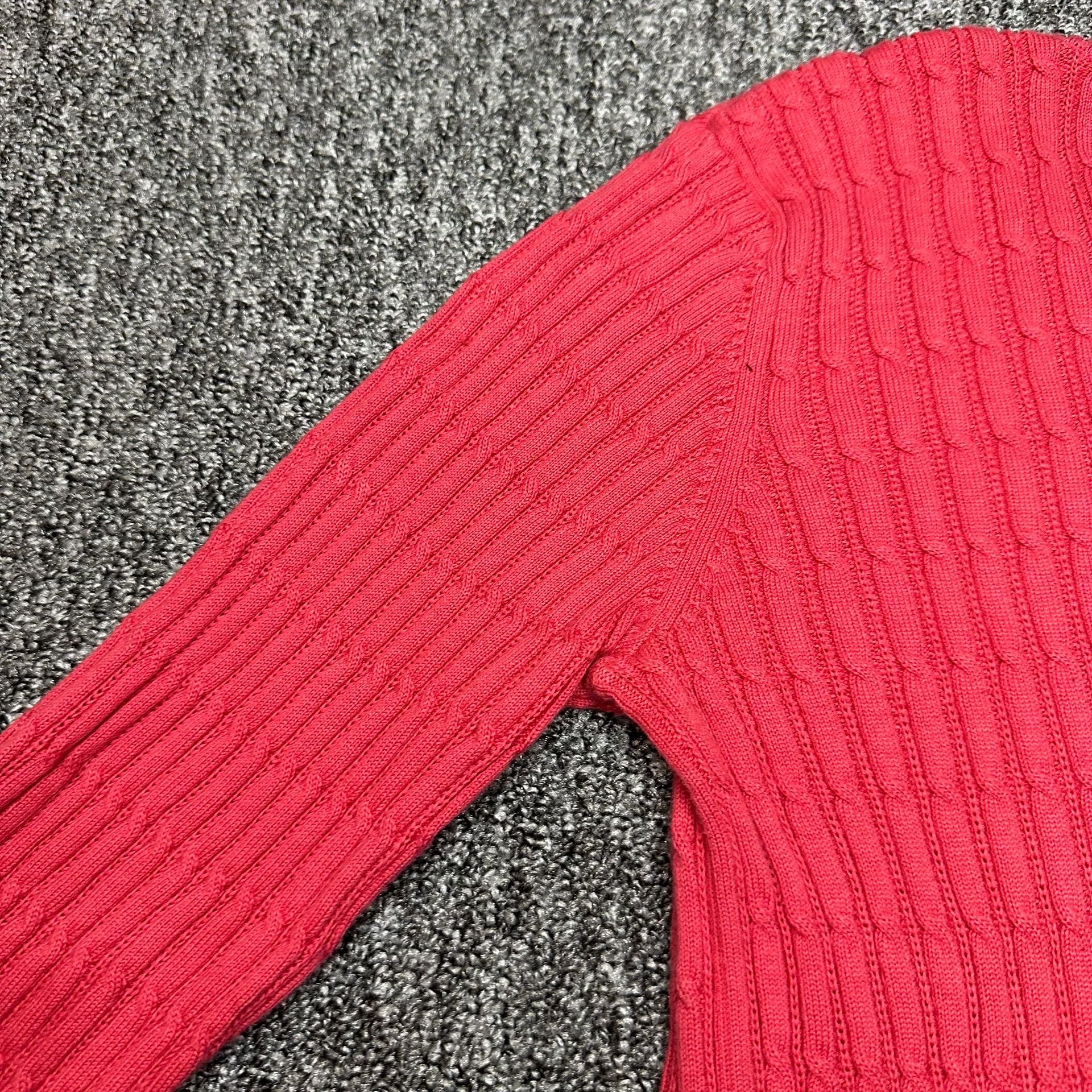 Karen Scott Cable Knit Henley Sweater Size M Red Cotton 18