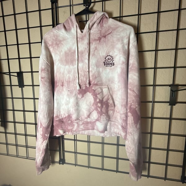 Vans Tie Dye Cropped Hoodie Size S Pink Smiley Face