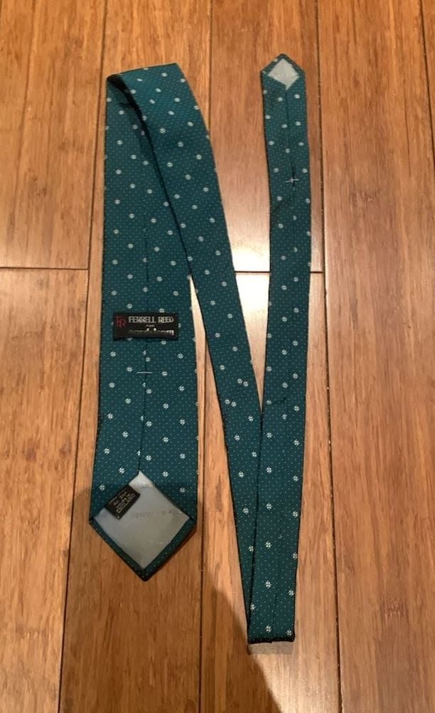 Ferrell Reed for Nordstrom Silk Necktie Green White Floral Dot 1