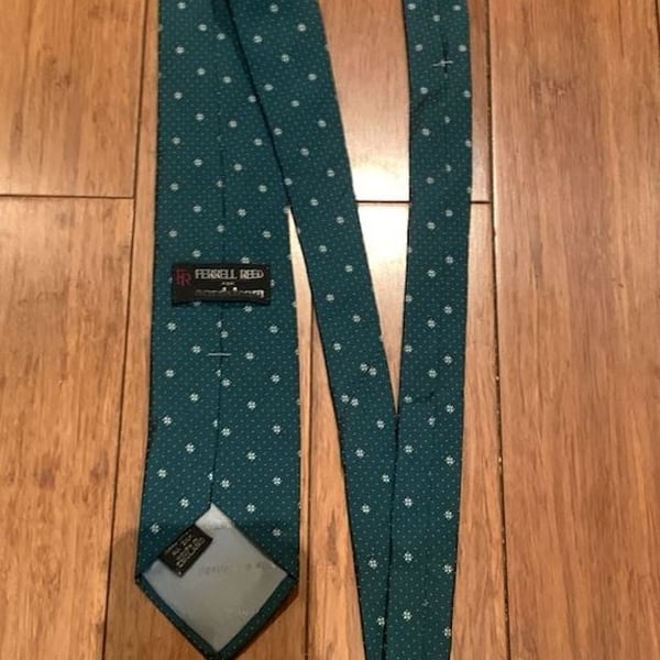 Ferrell Reed for Nordstrom Silk Necktie Green White Floral Dot