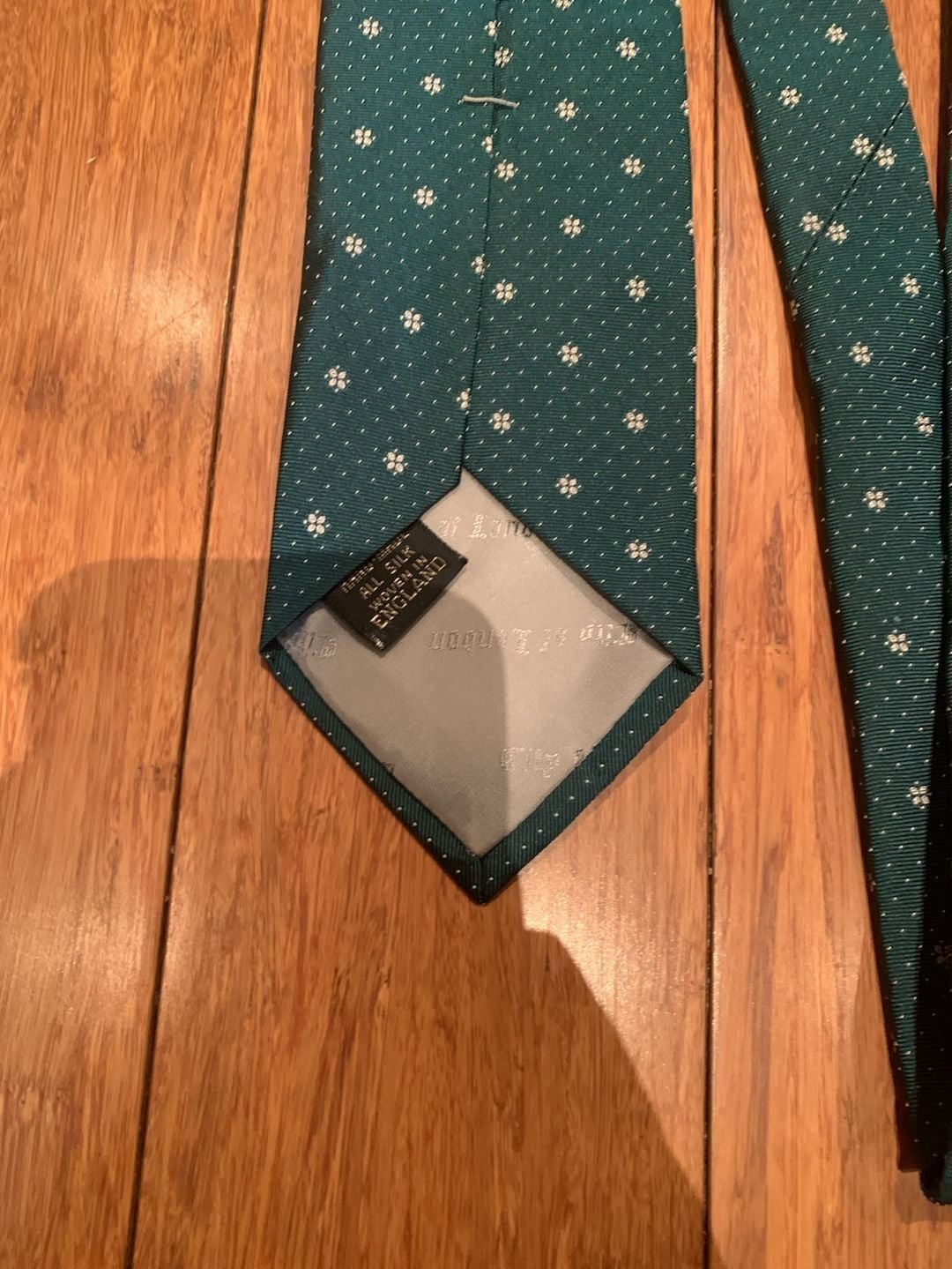 Ferrell Reed for Nordstrom Silk Necktie Green White Floral Dot 3