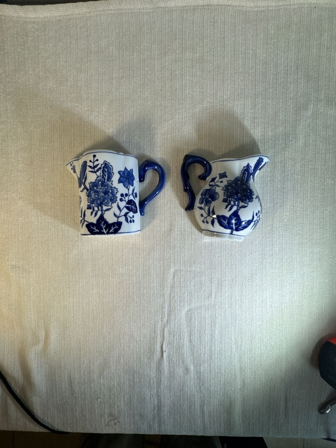 Formalities by Baum Bros Blue and White Porcelain Pitcher Wall Pockets Pair 1
