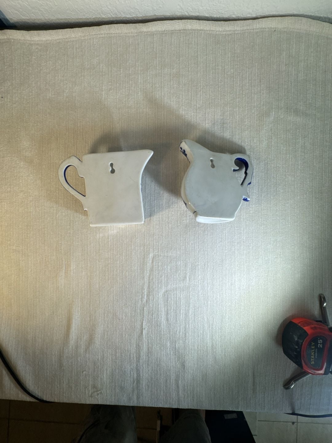 Formalities by Baum Bros Blue and White Porcelain Pitcher Wall Pockets Pair 2