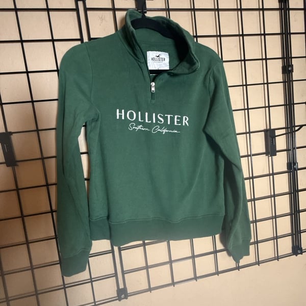 Vintage Hollister 1/4 Zip Pullover Size S Green Sweatshirt