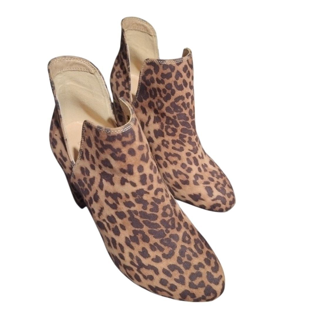 Leopard Print Cutout Ankle Booties Block Heel 3