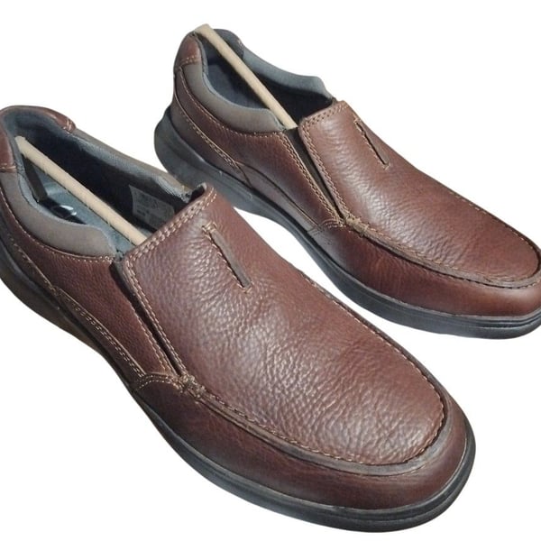 Clarks Cotrell Free Slip-On Shoes Size 11 W Brown Leather
