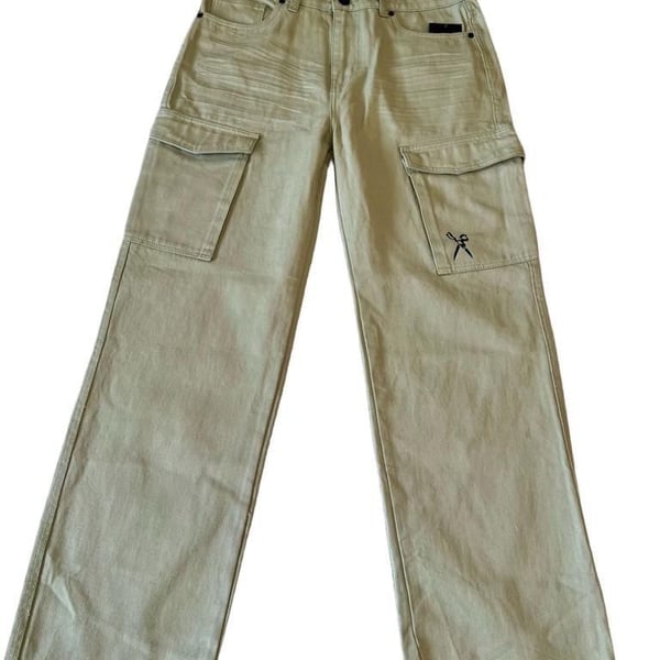 Marc Ecko Cut & Sew Cargo Pants Size 34x32 Vetiver Green Loose Fit NWT.