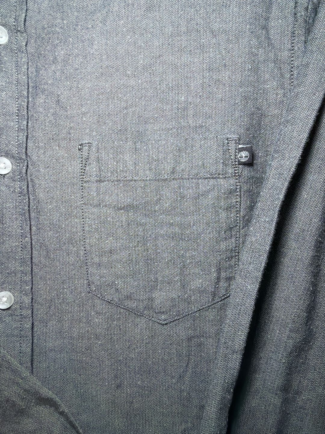 Timberland Men Gray Long Sleeve Button Down Shirt Slim Fit Size Medium 3