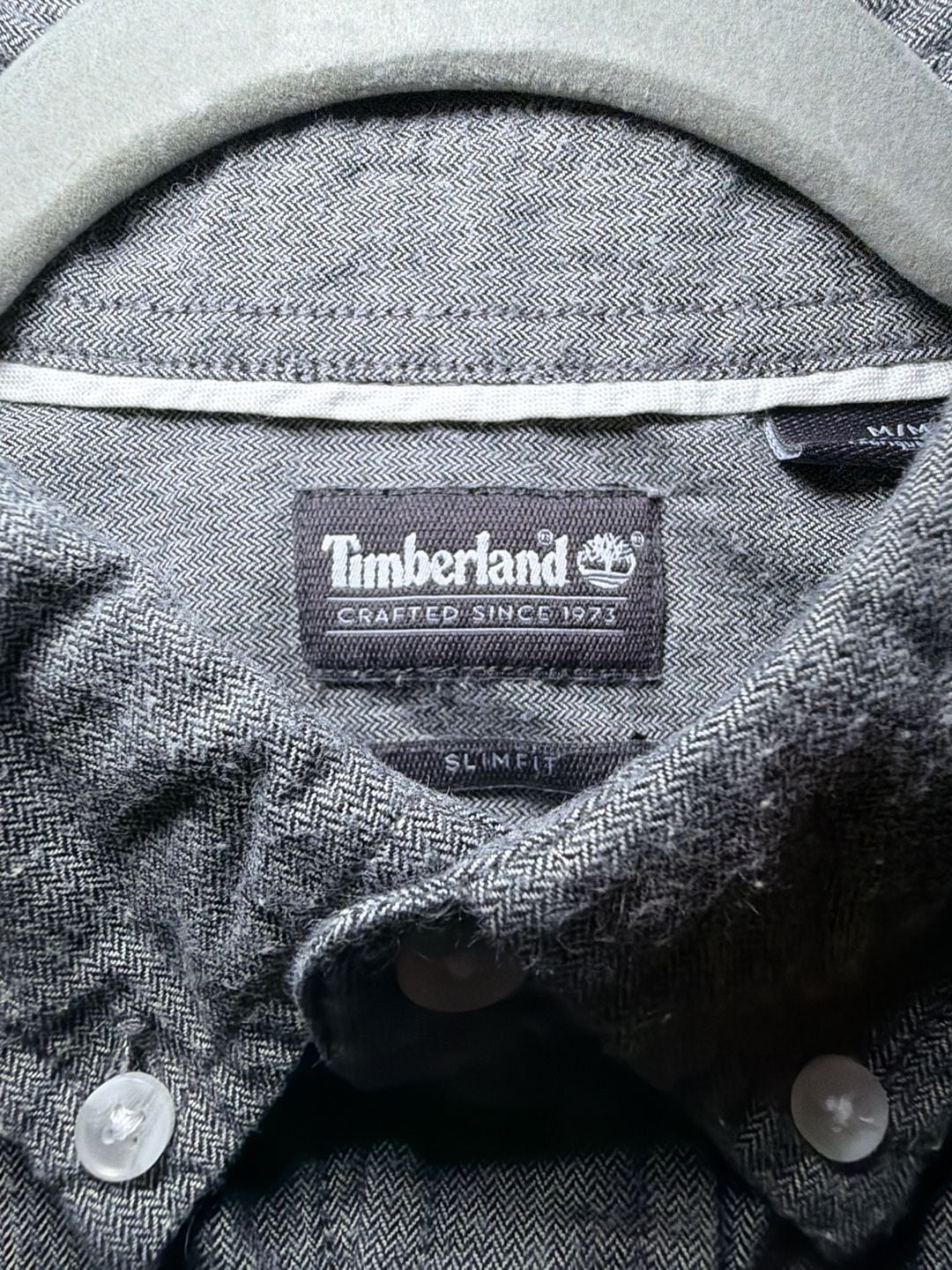 Timberland Men Gray Long Sleeve Button Down Shirt Slim Fit Size Medium 4