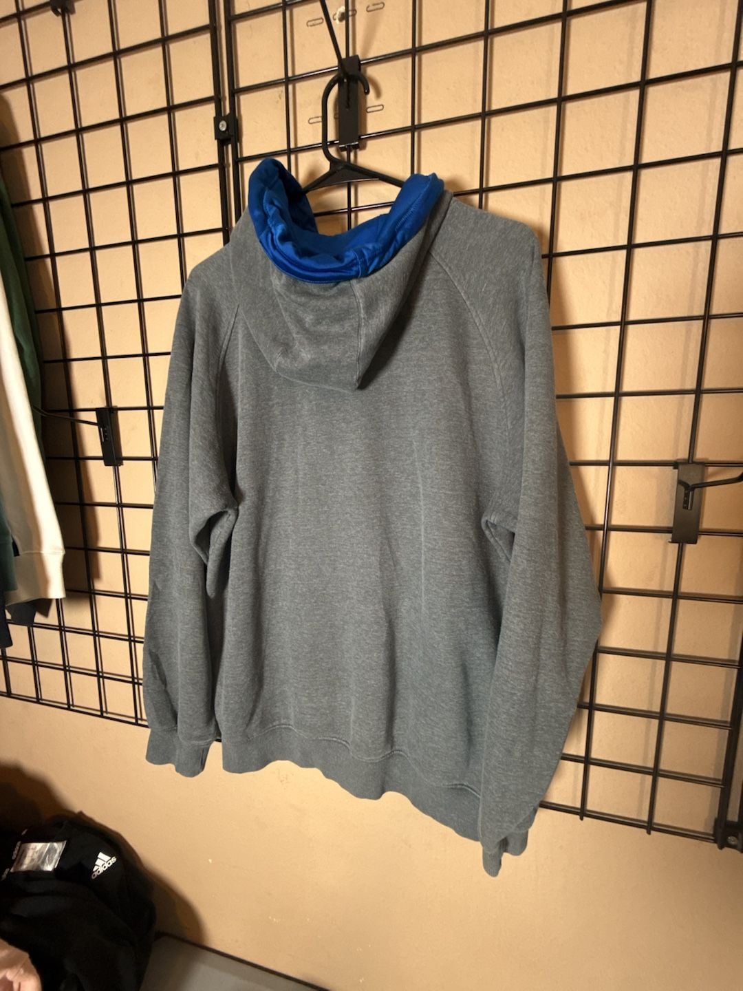 Adidas Hoodie Size M Gray Blue Logo Pullover Sweatshirt 4