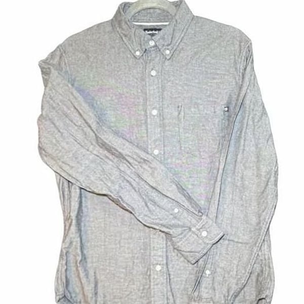 Timberland Men Gray Long Sleeve Button Down Shirt Slim Fit Size Medium