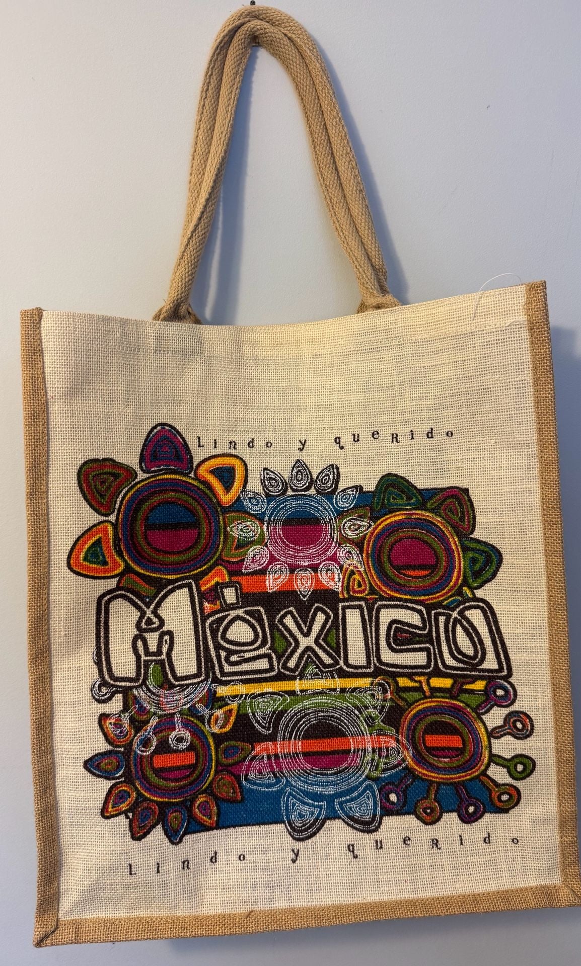 Britt Shops Mexico Lindo y Querido Jute Tote Bag 15x15 Multicolor 2