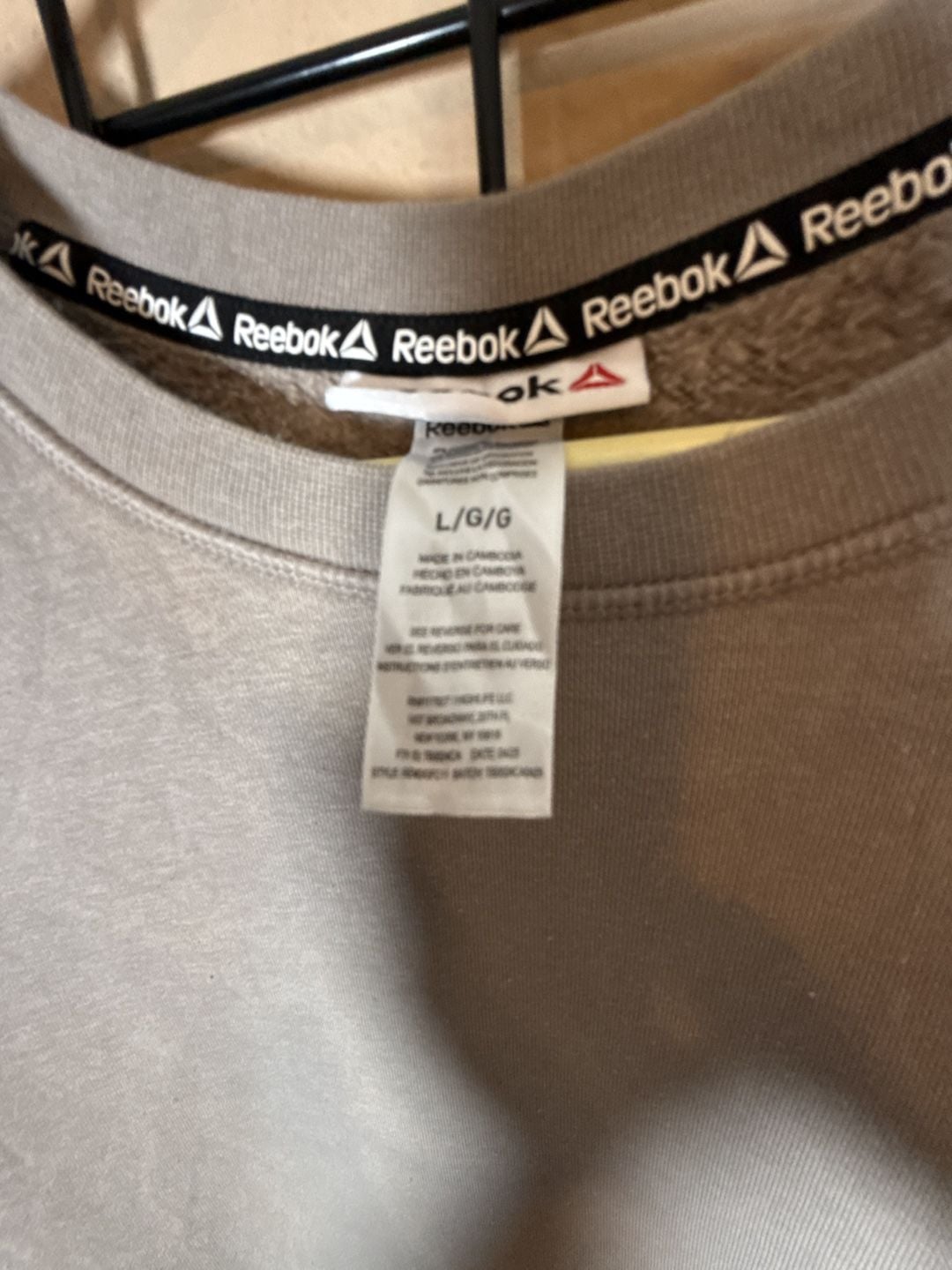 Reebok Delta Fleece Crewneck Sweatshirt Size L Taupe Brown 3