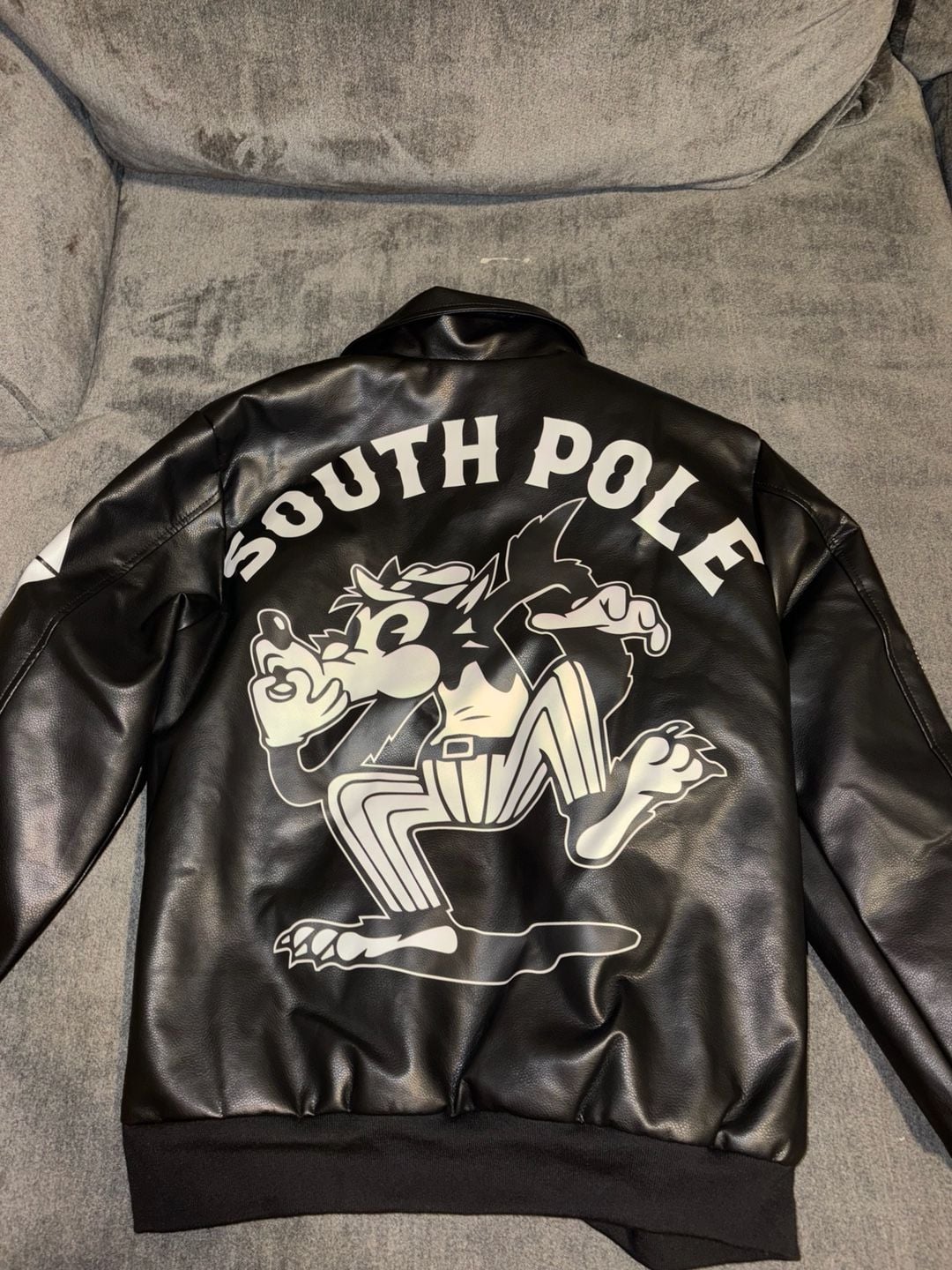 Southpole Sp-91 Faux Leather Bomber Jacket Size M Black 3