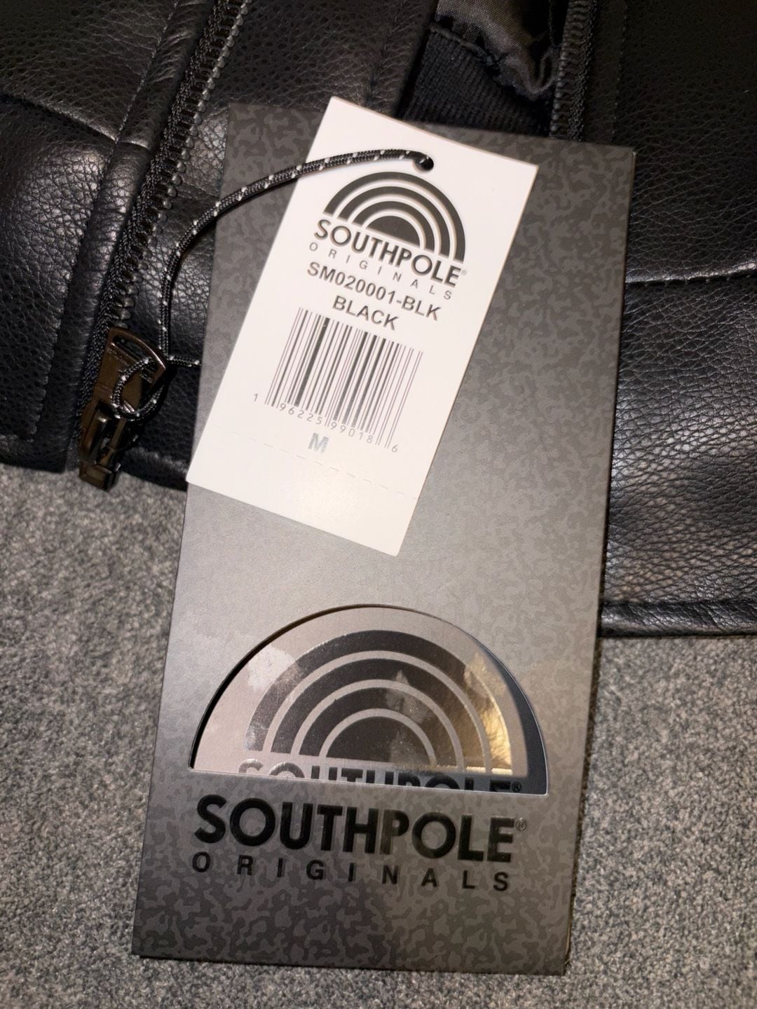 Southpole Sp-91 Faux Leather Bomber Jacket Size M Black 4