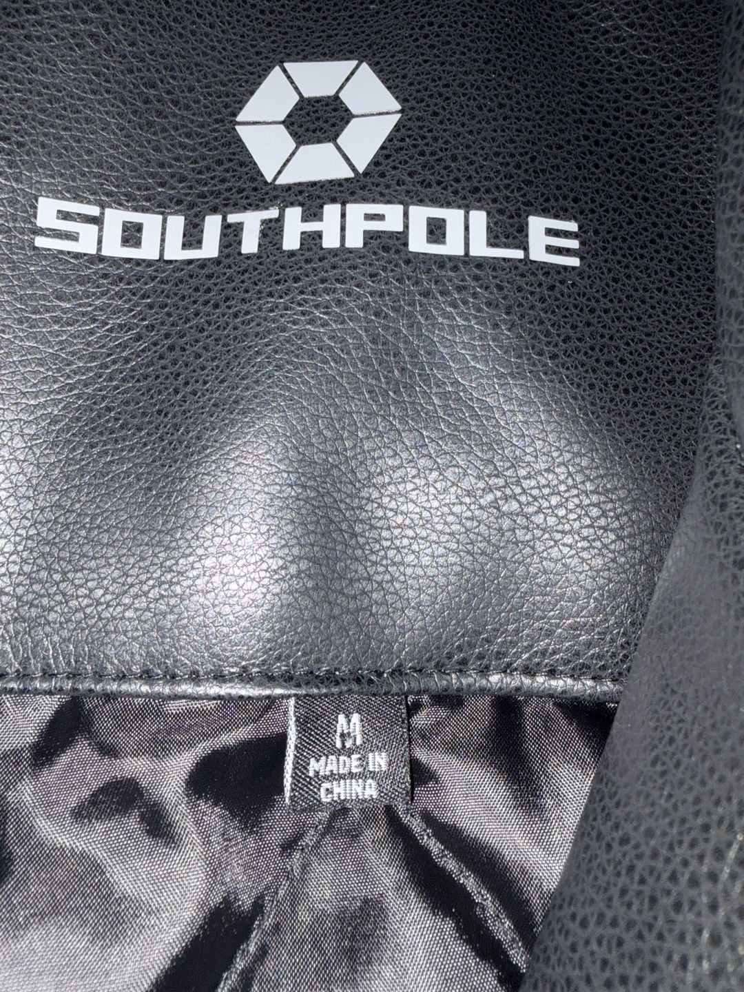Southpole Sp-91 Faux Leather Bomber Jacket Size M Black 5