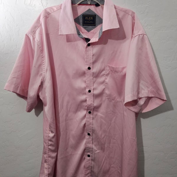Flex Men's Luxury Collection Short Sleeve Button Up Shirt Pink