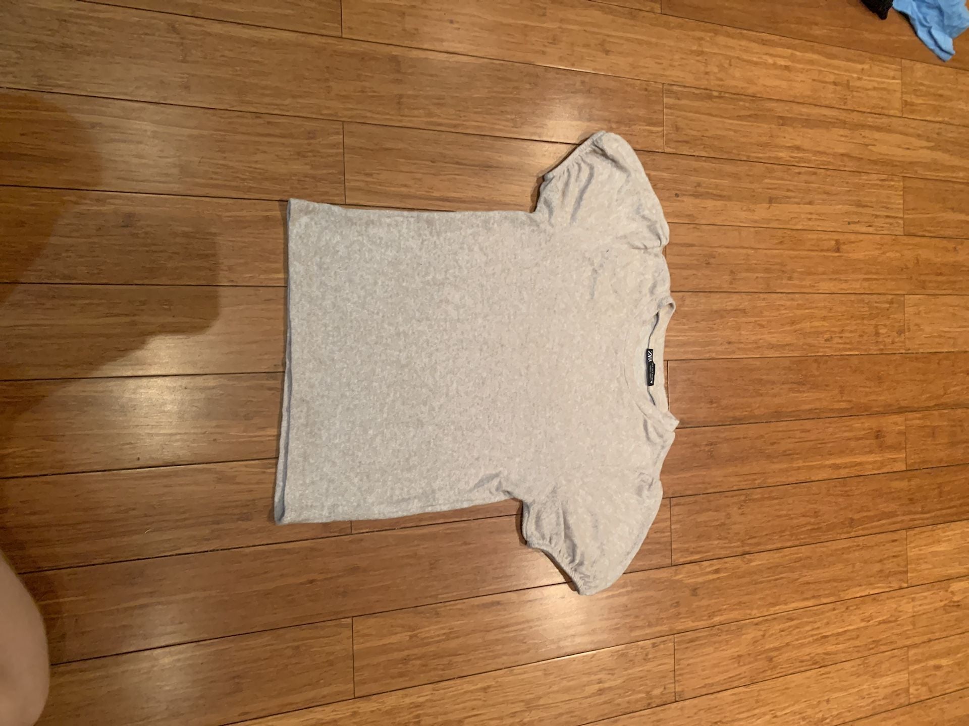 Zara Short Sleeve T-Shirt Size S Beige Heather Crewneck 2
