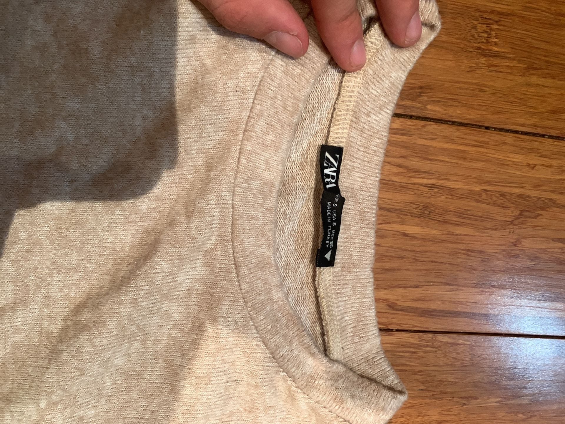 Zara Short Sleeve T-Shirt Size S Beige Heather Crewneck 4