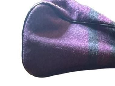 Coach Signature Stripe Wool Satchel Gray Purple Bow 8