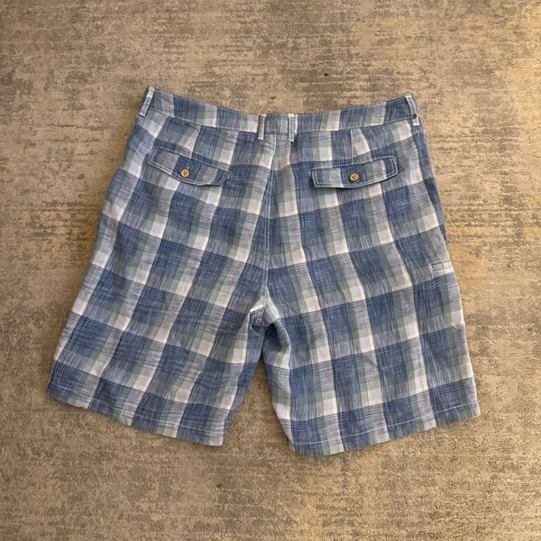Tommy Bahama Relax Linen Shorts Size 40 Blue Plaid