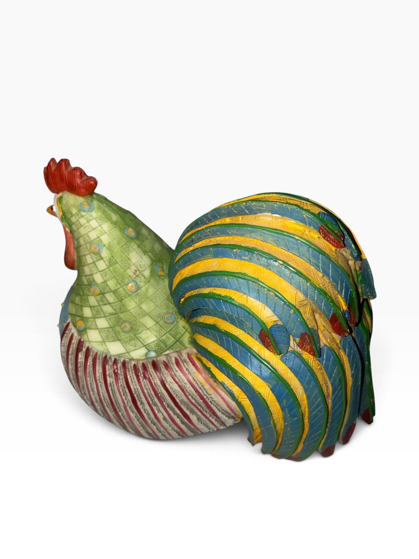 Patch Look Resin Rooster Statue Colorful Folk Art 2