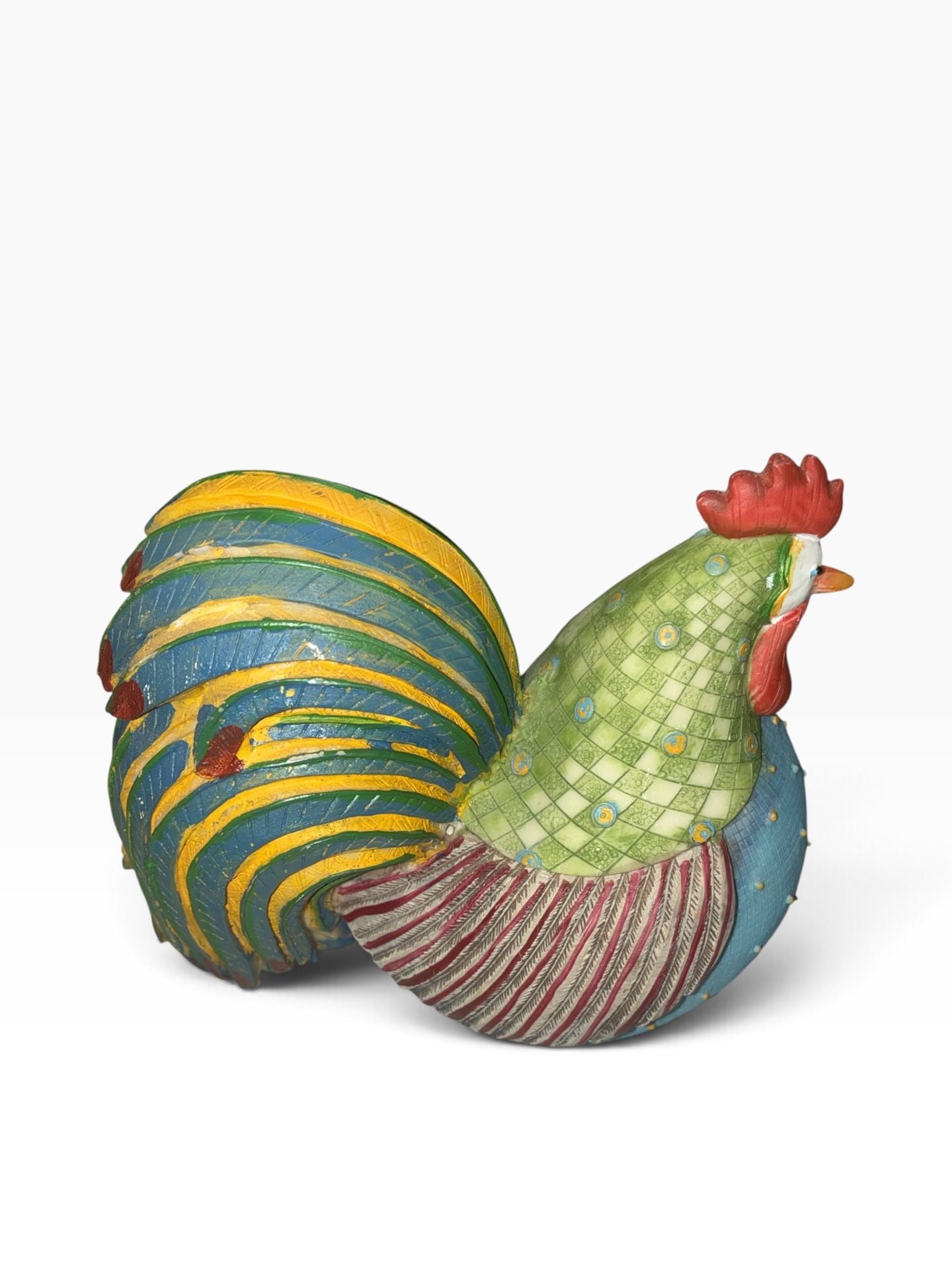 Patch Look Resin Rooster Statue Colorful Folk Art 4